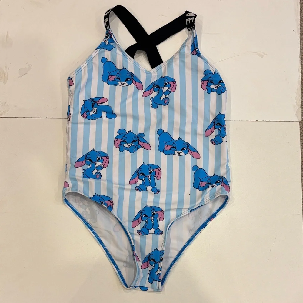 Disney Lilo & Stitch Striped Blue and White Kids Swimwear